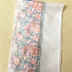 洗える刺繍半衿　つやつや桃色のお花 7枚目の画像