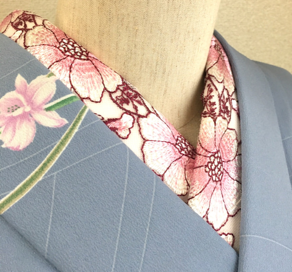 洗える刺繍半衿　大輪の花【ラスト】 2枚目の画像