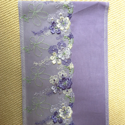 洗える刺繍半衿　藤色のお花レース 8枚目の画像