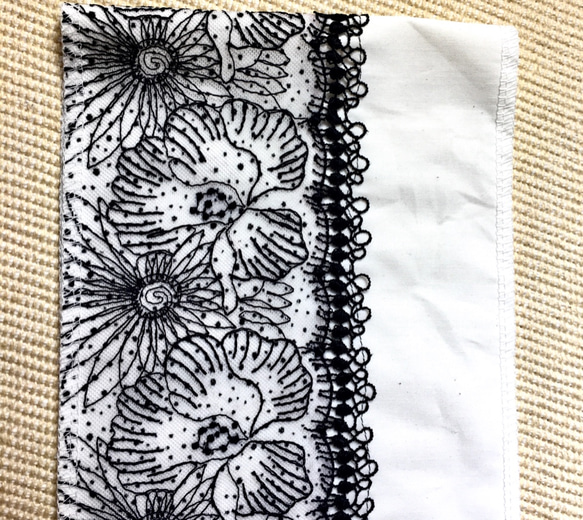 洗える刺繍半衿　線画の黒花【ラスト】 9枚目の画像