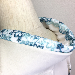 【ラスト】洗える刺繍半襟　ターコイズの花 5枚目の画像