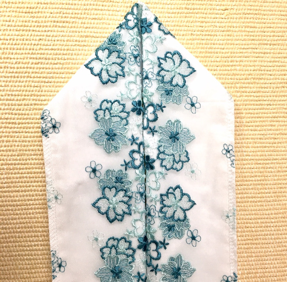 【ラスト】洗える刺繍半襟　ターコイズの花 8枚目の画像
