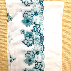 【ラスト】洗える刺繍半襟　ターコイズの花 9枚目の画像