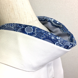 洗える刺繍半襟　青いお花の刺繍【ラスト】 5枚目の画像