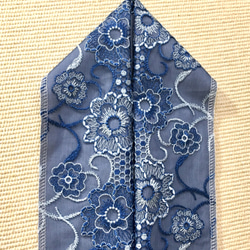 洗える刺繍半襟　青いお花の刺繍【ラスト】 6枚目の画像