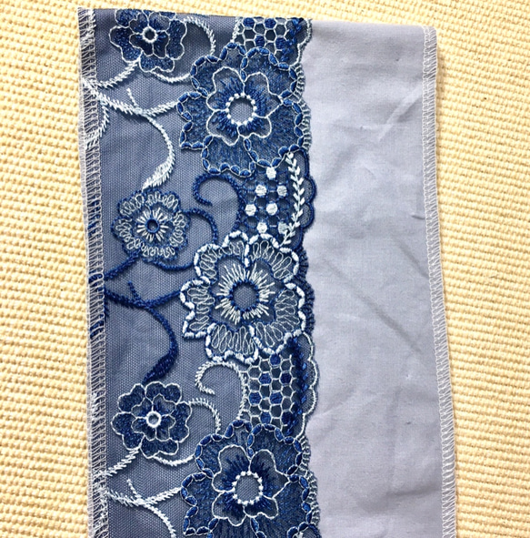 洗える刺繍半襟　青いお花の刺繍【ラスト】 10枚目の画像