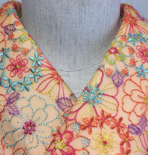 洗える刺繍半衿　キャンディカラーのお花【ラスト】 6枚目の画像