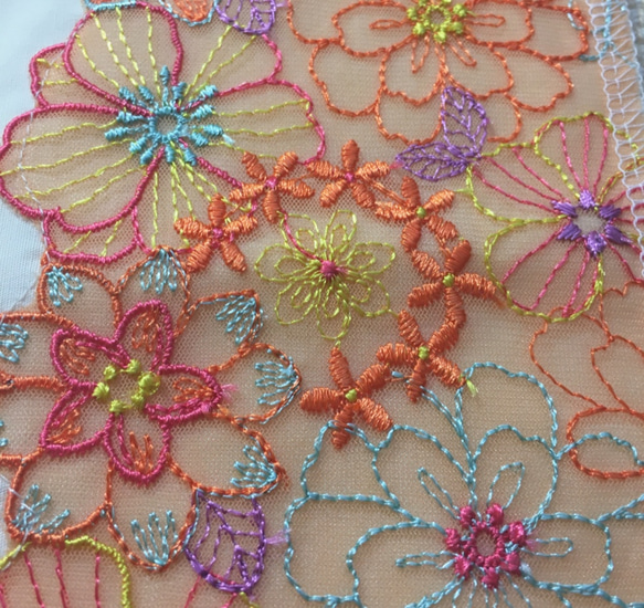 洗える刺繍半衿　キャンディカラーのお花【ラスト】 10枚目の画像