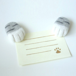 猫の手マグネット サバトラ白 セット 羊毛フェルト 2枚目の画像