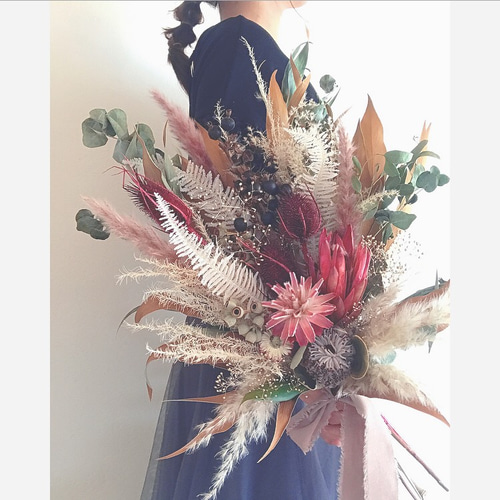 red dry swag bouquet ブーケ A／flowers 通販 10560279｜Creema(クリーマ)