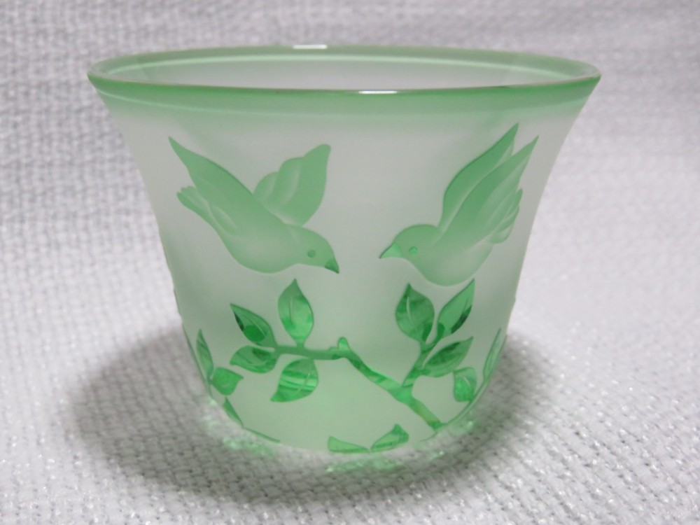 小鳥と樹木の模様ぐい呑み