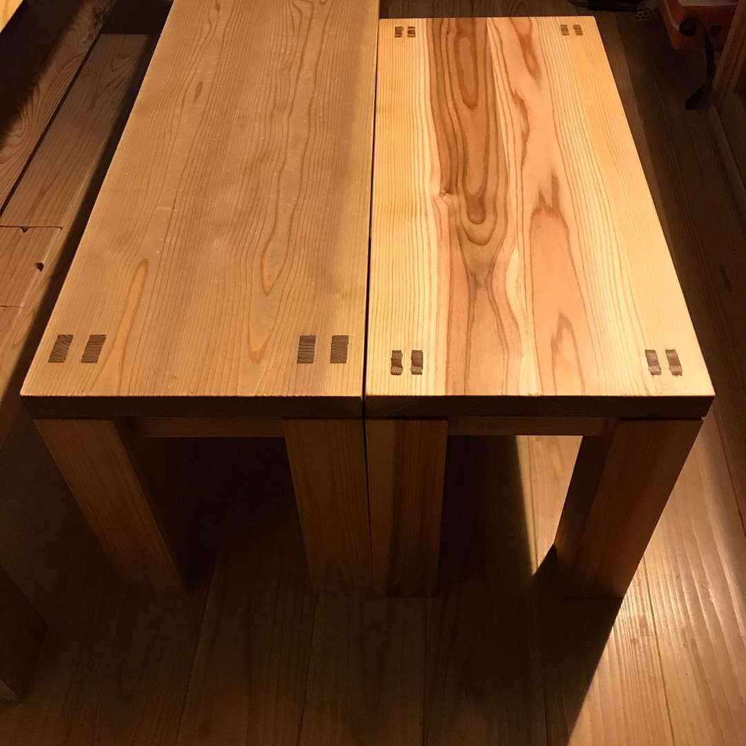大工のつくった　杉のベンチ
