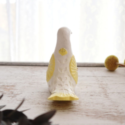 陶置物 幸せ運ぶ白い鳥 アンティーク風仕上げ／パステルレモン7 お花　リニューアル！　 7枚目の画像