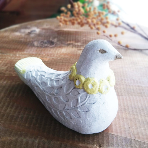 幸せ運ぶ白い鳥 置物 アンティーク風仕上げ 一点物！（陶器） その他