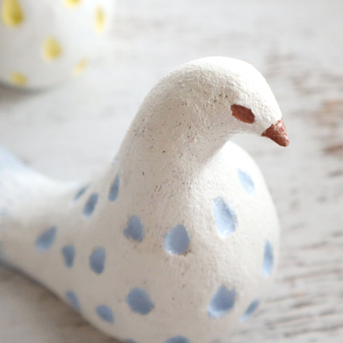 ハンドメイド 置物 セット　バラ売り可能！ 陶置物 幸せ運ぶ白い鳥 ☆つがいセット☆ ウェディングにも！ パステル
