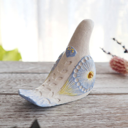 陶置物 幸せ運ぶ白い鳥 アンティーク風仕上げ／パステルマリン8 4枚目の画像