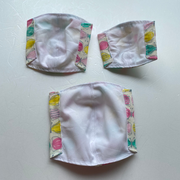 姉妹用　女の子　子供マスク　立体マスク　夏マスク　刺インナーマスク　2枚セット　冷んやり素材　手書き風蝶々柄 2枚目の画像