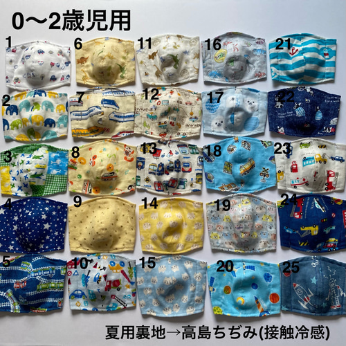男の子用 夏用マスク 0〜2歳児用 立体マスク ダブルガーゼ インナー