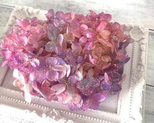 MIXカラー紫陽花オーロララメ付き❗️ハーバリウム花材
