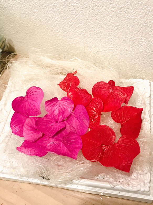 バレンタイン色ハートリーフ♥️アレンジ加工小分け❣️ハーバリウム花材プリザーブドフラワー 1枚目の画像