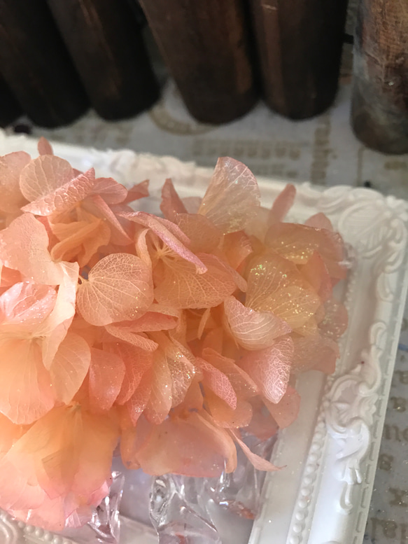 美咲フレッシュオレンジアレンジ加工オーロララメ付き小分け❣️ハーバリウム花材プリザーブドフラワー紫陽花 2枚目の画像