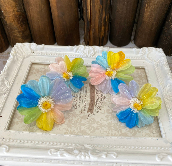 レインボージニアアレンジ加工一輪販売❣️ハーバリウム花材プリザーブドフラワー 1枚目の画像