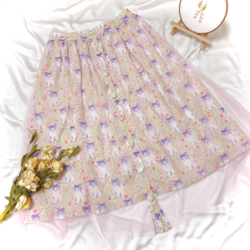 猫柄チュールスカート フレアスカート Lappy mily 通販｜Creema  