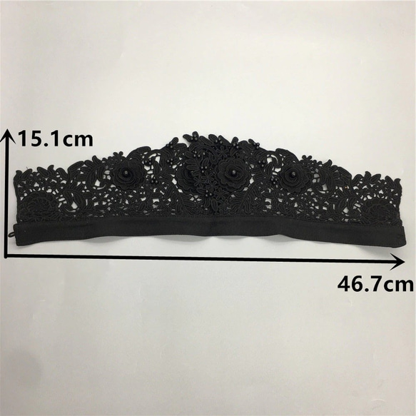 豪華レース付け襟　ブラック　29㎝＊13㎝ 2枚目の画像