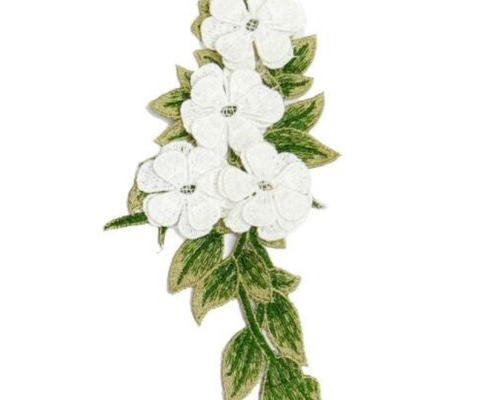 ホワイトフラワーモチーフ 31cm*13.5cm ワッペン・アップリケ