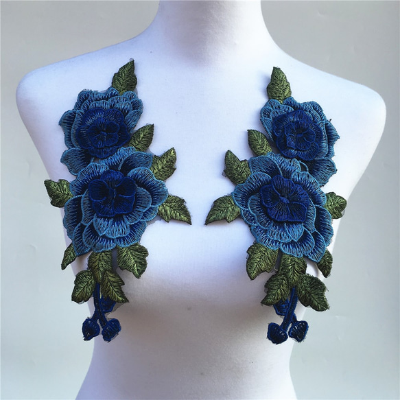 【rose様】Blue刺繍　2枚セット rose様】Blue刺繍2枚セット