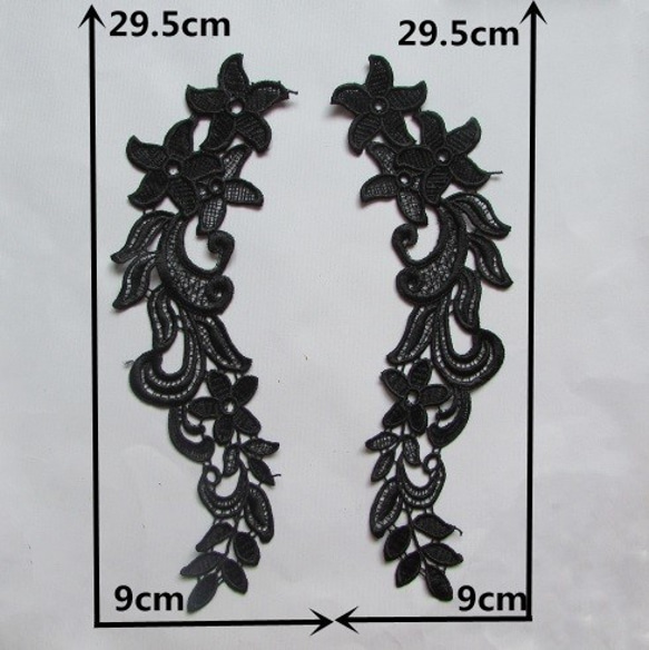 ブラックフラワー刺繍モチーフ３　2枚組 2枚目の画像