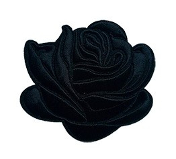 ブラックローズ刺繍モチーフ　アイロンプリント可能 1枚目の画像