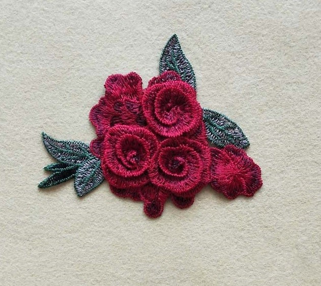 薔薇刺繍モチーフ 12.5cm * 11cm ワッペン・アップリケ noppy1
