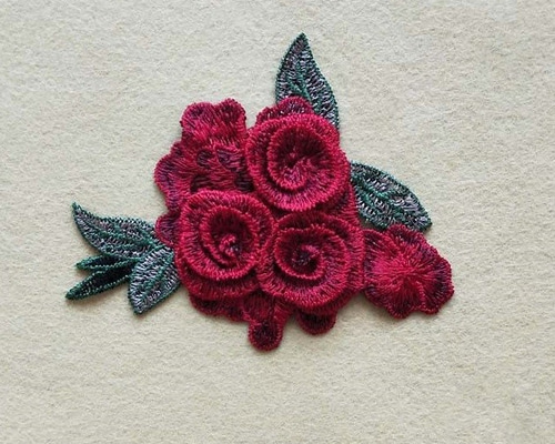 薔薇刺繍モチーフ 12.5cm * 11cm ワッペン・アップリケ noppy1
