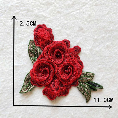薔薇刺繍モチーフ 12.5cm * 11cm ワッペン・アップリケ noppy1