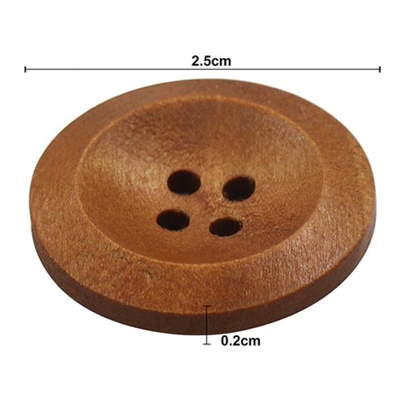 シンプル木製ボタン 2.5cm  10ピース 3枚目の画像