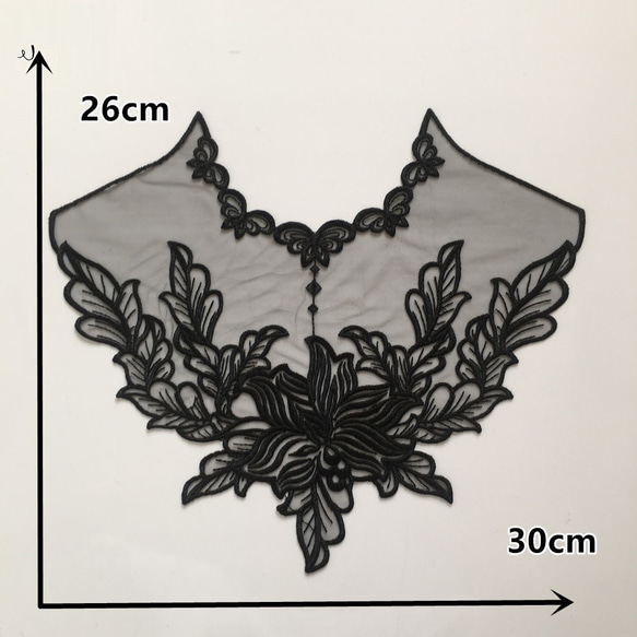 豪華ブラックレースモチーフ　Size: 26cm x 30cm 2枚目の画像