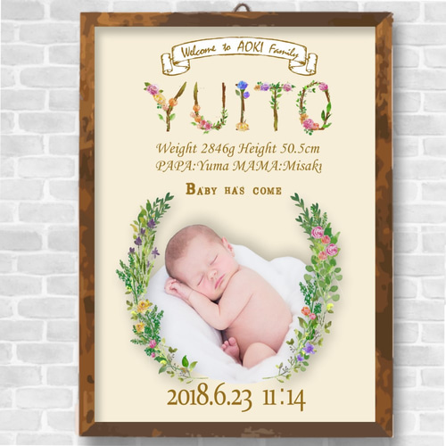☆命名書・ニューボーンフォト・ハーフバースデー・1歳誕生日記念の
