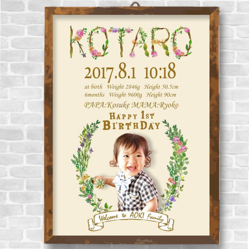 【お気にいる】 ☆命名書・ニューボーンフォト・ハーフバースデー・1歳誕生日 メモリアルグッズ