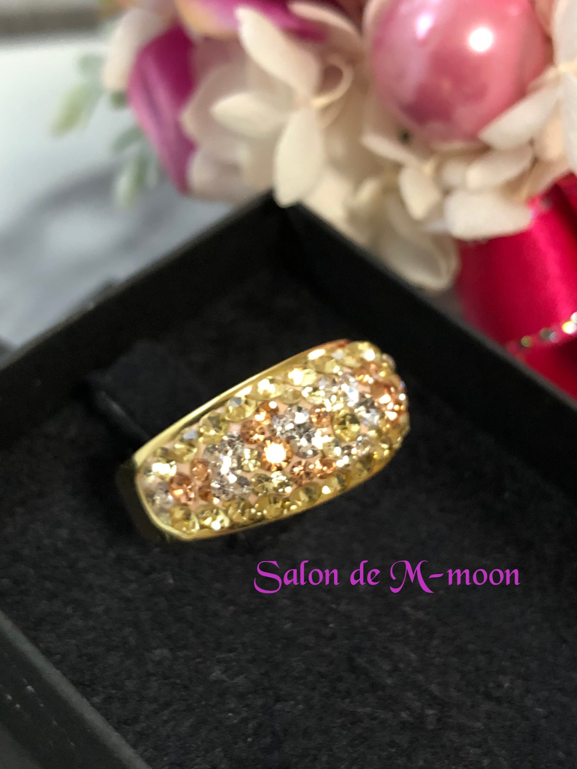 【再販×7】グルーデコ リング スワロフスキー クリスタル ゴールド 上品 華やか キラキラ 指輪 ⑦