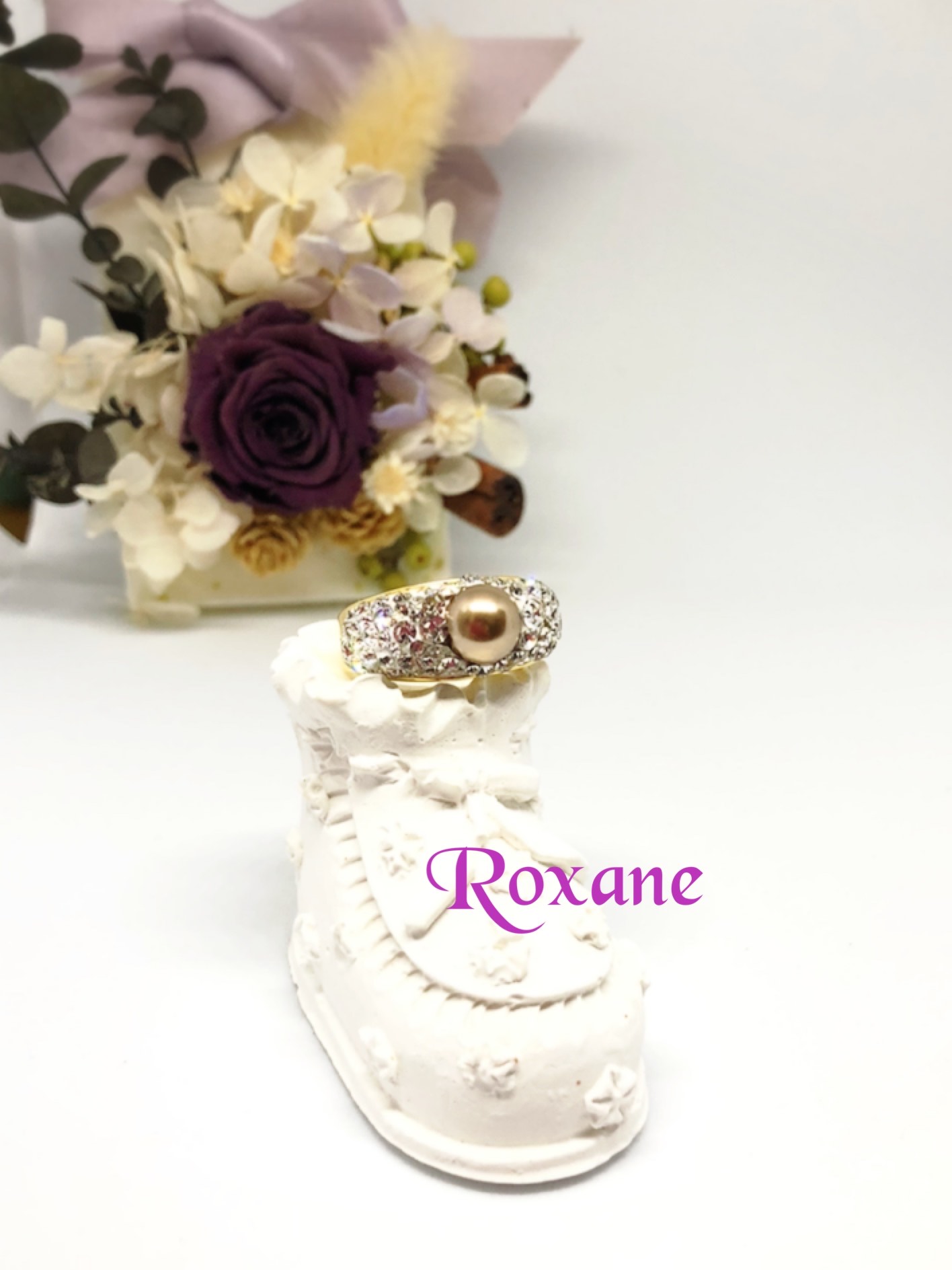 【再販】グルーデコ ブロンズパール & クリスタル リング エレガント ゴールド指輪 20