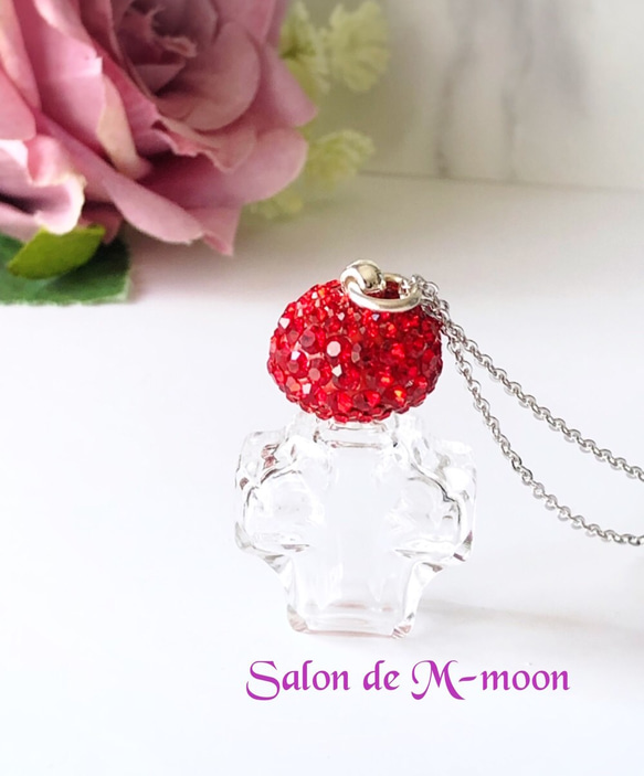 アロマネックレス グルーデコ ② 大人可愛い赤 スワロフスキー 大人気