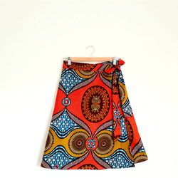 アフリカ布巻きスカート (ひざ丈) 1枚目の画像