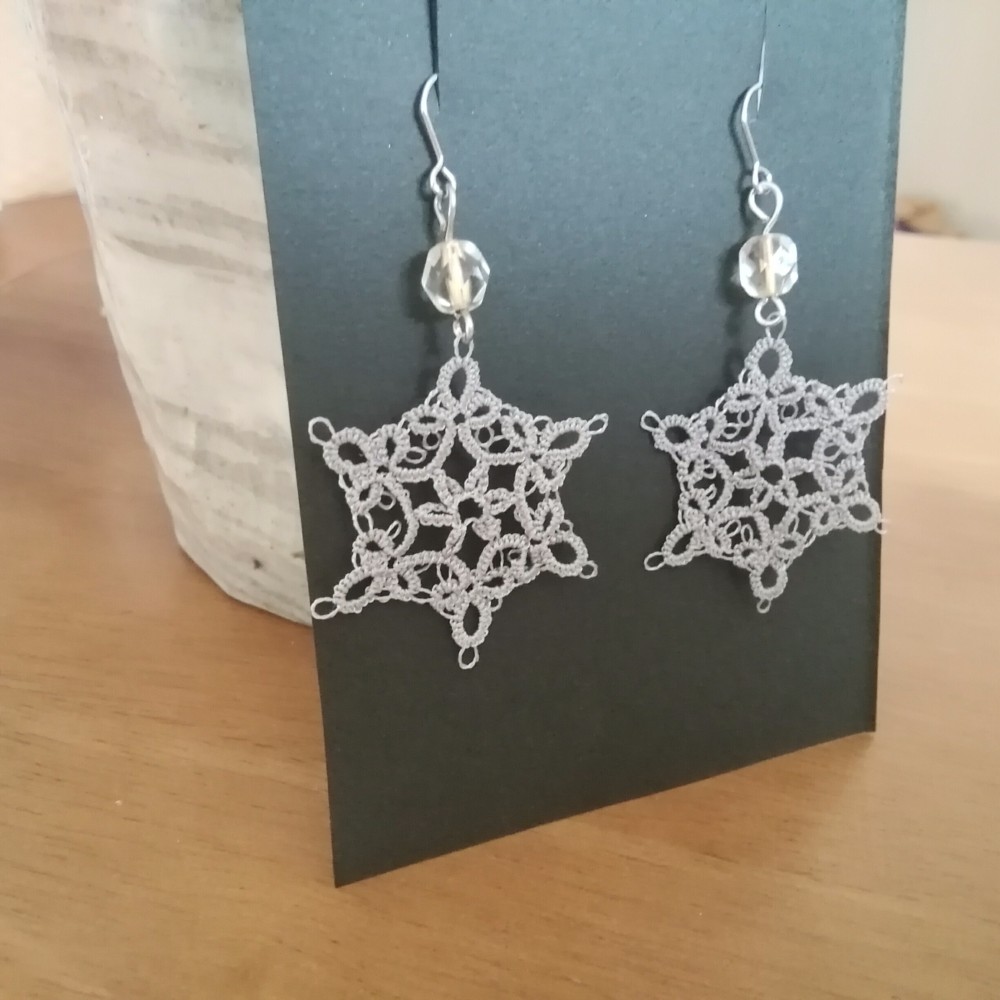 銀の絹糸で✨タティングレース・ピアス