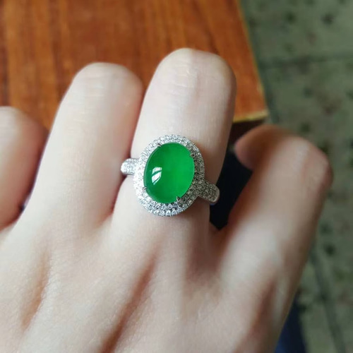 757 受注制作 18金ゴールド天然 A貨 翡翠 リング 指輪 ピンクゴールド