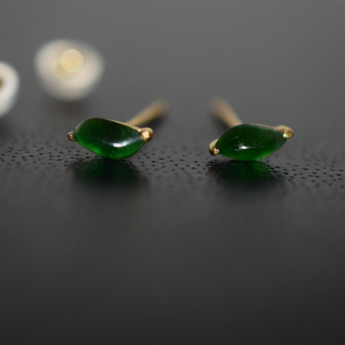 05 受注制作 k18金ゴールド S字 グアテマラ産 氷種 本翡翠 ヒスイ