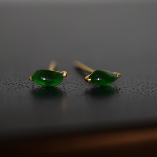 05 受注制作 k18金ゴールド S字 グアテマラ産 氷種 本翡翠 ヒスイ