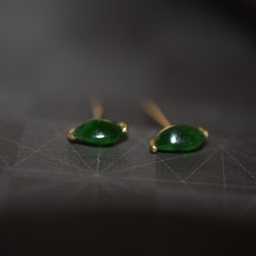 05 受注制作 k18金ゴールド S字 グアテマラ産 氷種 本翡翠 ヒスイ