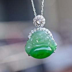 本翡翠k18金花咲き如意ネックレストップ