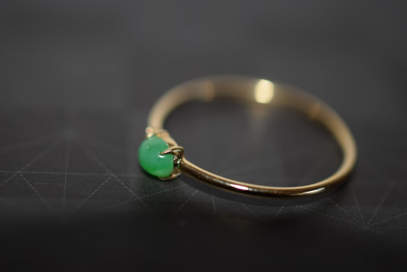 10  現品 ギフト無料 20.0号 k18金 ゴールド リング 天然 緑 翡翠 指輪 ダイヤモンド シンプル 一粒 3枚目の画像